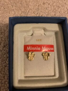 Minnie Mouse 14K Gold Stud Earrings - Gold